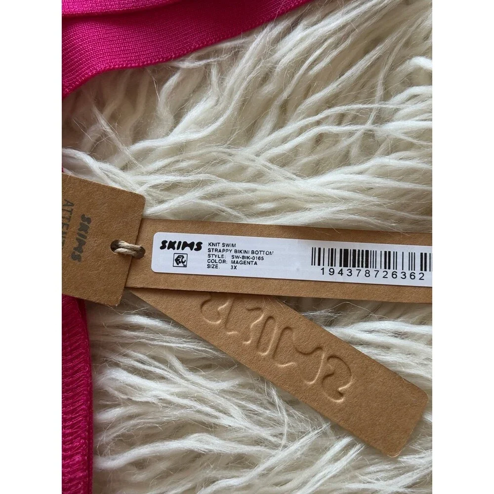Skims Swim Knit Strappy Bikini Bottom Magenta Size 3X